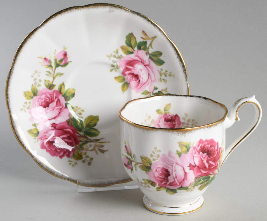 American Beauty (White Background) Oversized Cup & Saucer Set by Royal Albert-1