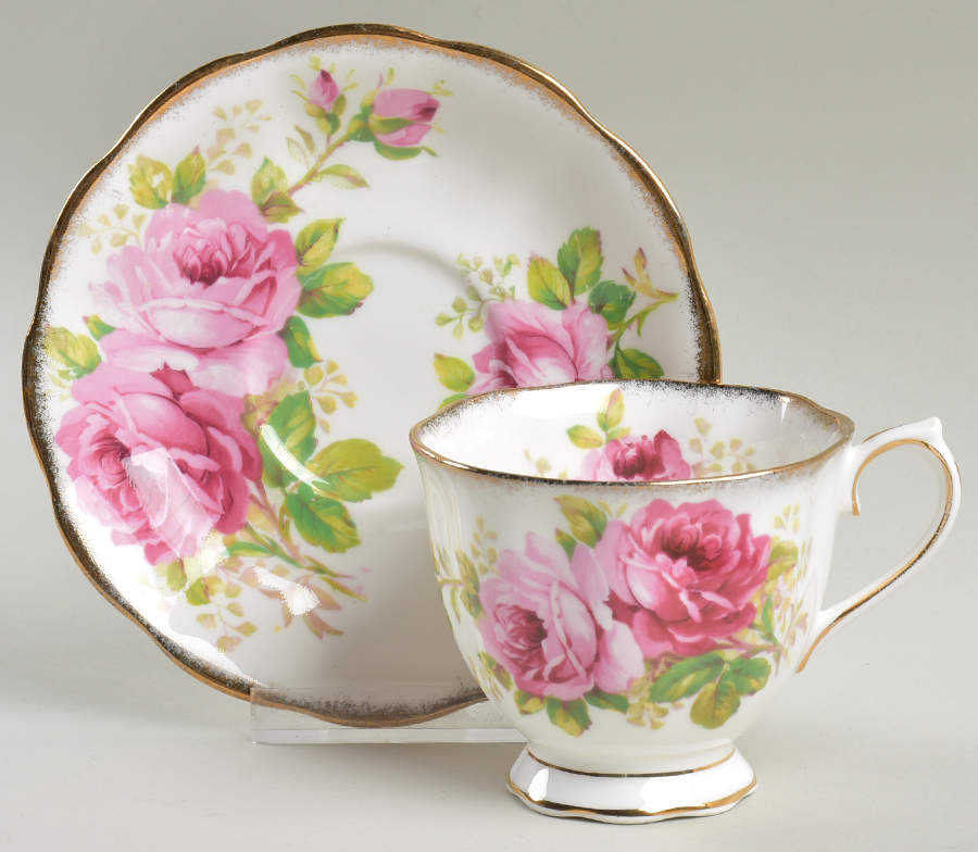 American Beauty (White Background) Footed Cup & Saucer Set by Royal Albert-1