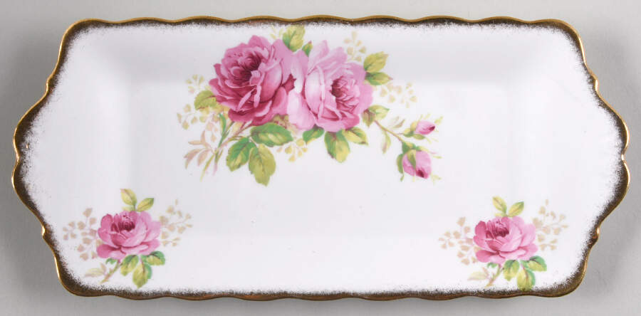 American Beauty (White Background) Large Sandwich Tray by Royal Albert-1