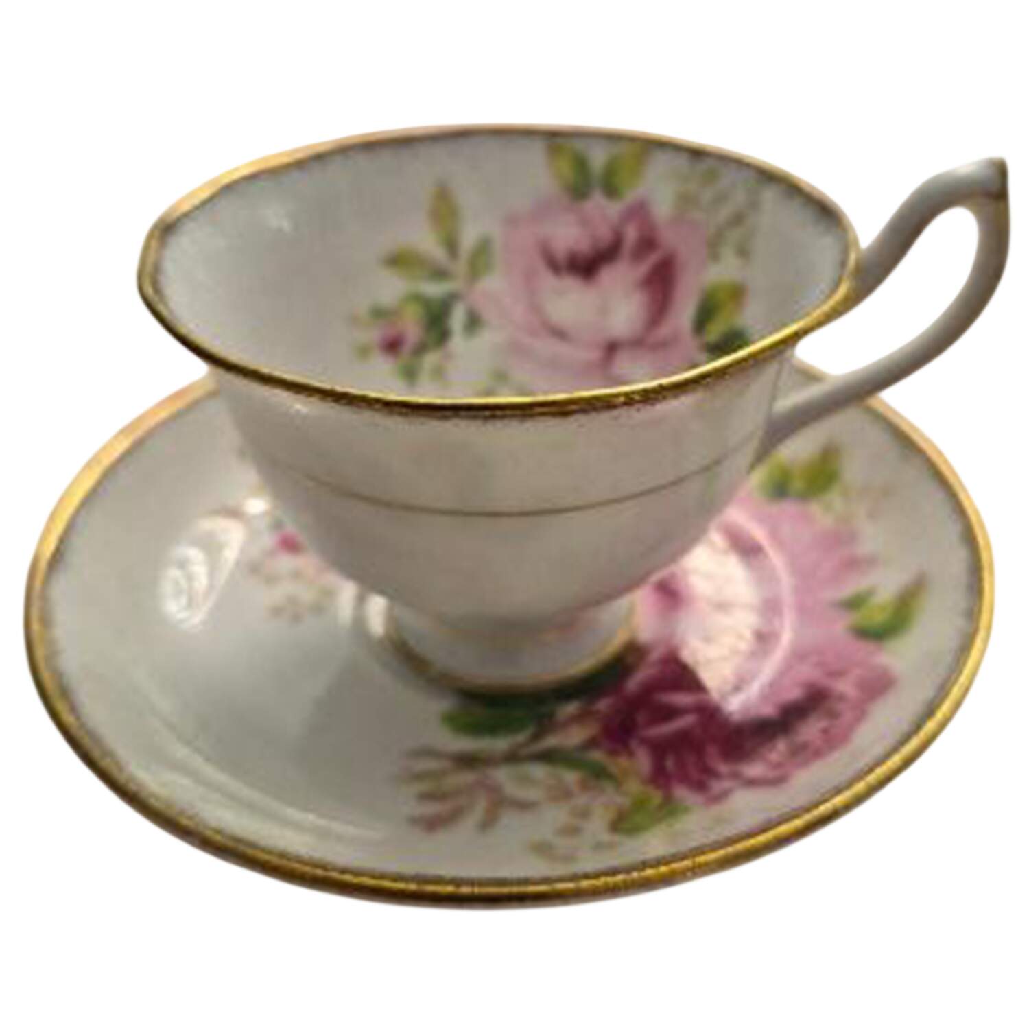 American Beauty (White Background) Footed Demitasse Cup & Saucer Set by Royal Albert-1