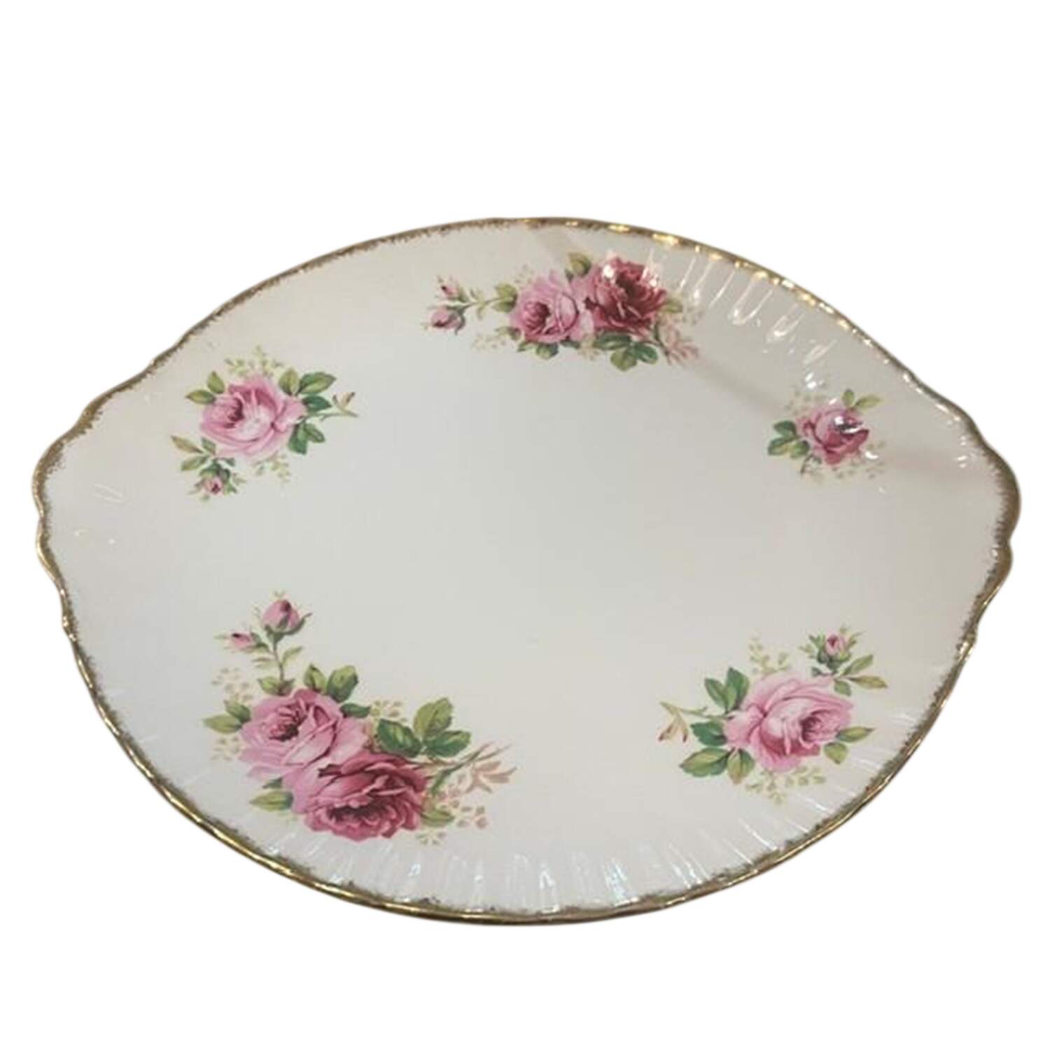 American Beauty (White Background) Handled Cake Plate by Royal Albert-1