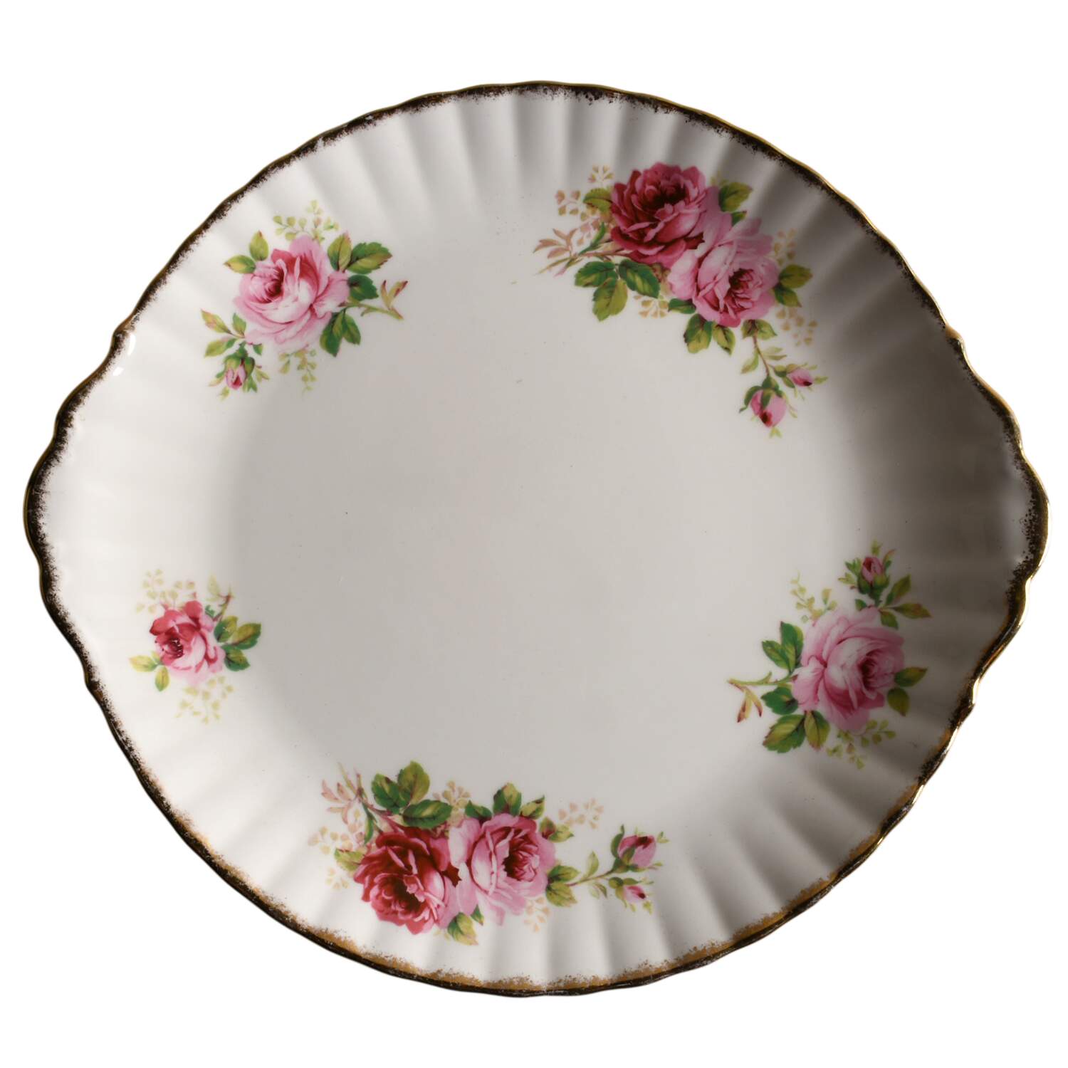 American Beauty (White Background) Handled Cake Plate by Royal Albert-1