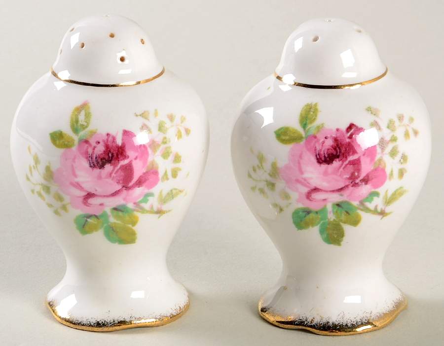 American Beauty (White Background) Salt & Pepper Set by Royal Albert-1
