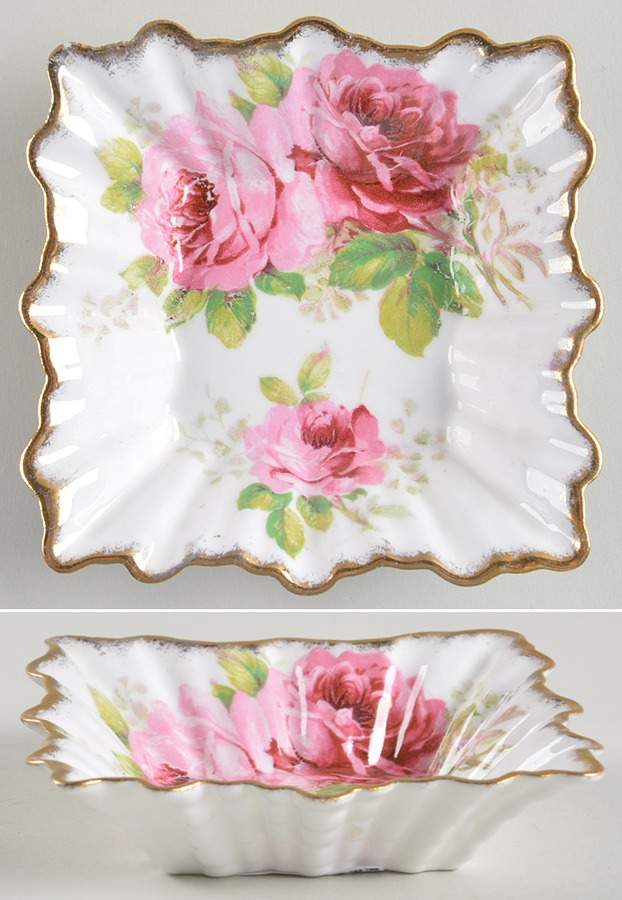 American Beauty (White Background) 4" Square Sweet Meat by Royal Albert-1