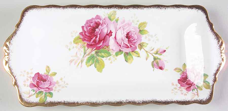 American Beauty (White Background) Tray for Creamer & Open Sugar by Royal Albert-1