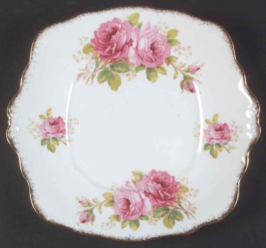 American Beauty (White Background) Square Handled Cake Plate by Royal Albert-1