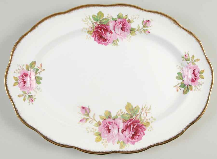 American Beauty (White Background) 13" Oval Serving Platter by Royal Albert-1