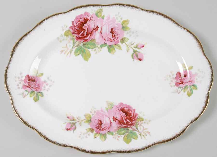 American Beauty (White Background) 11" Oval Serving Platter by Royal Albert-1