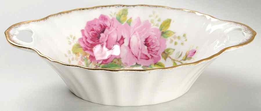American Beauty (White Background) 8" Oval Sweet Meat Dish by Royal Albert-1