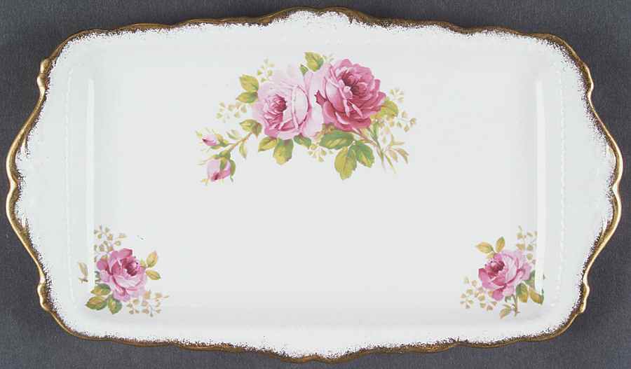 American Beauty (White Background) Large Sandwich Tray by Royal Albert-1