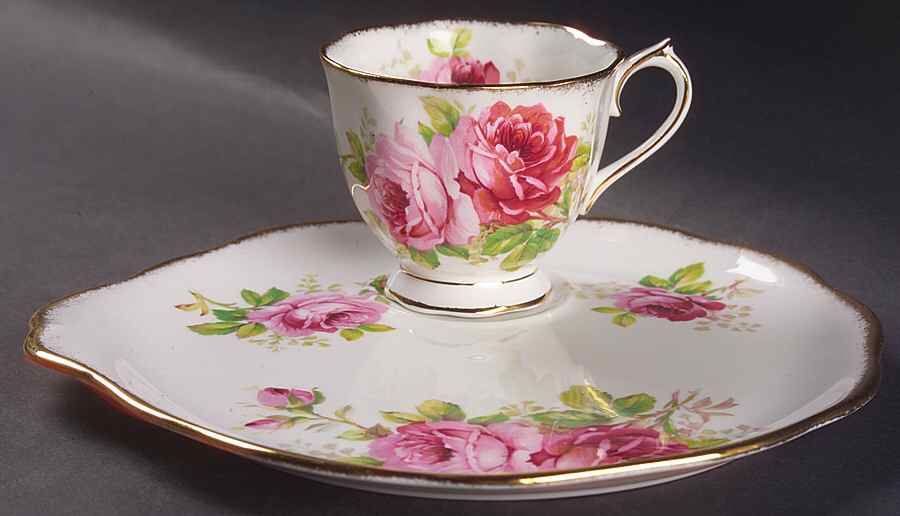 American Beauty (White Background) Snack Plate & Cup Set by Royal Albert-1