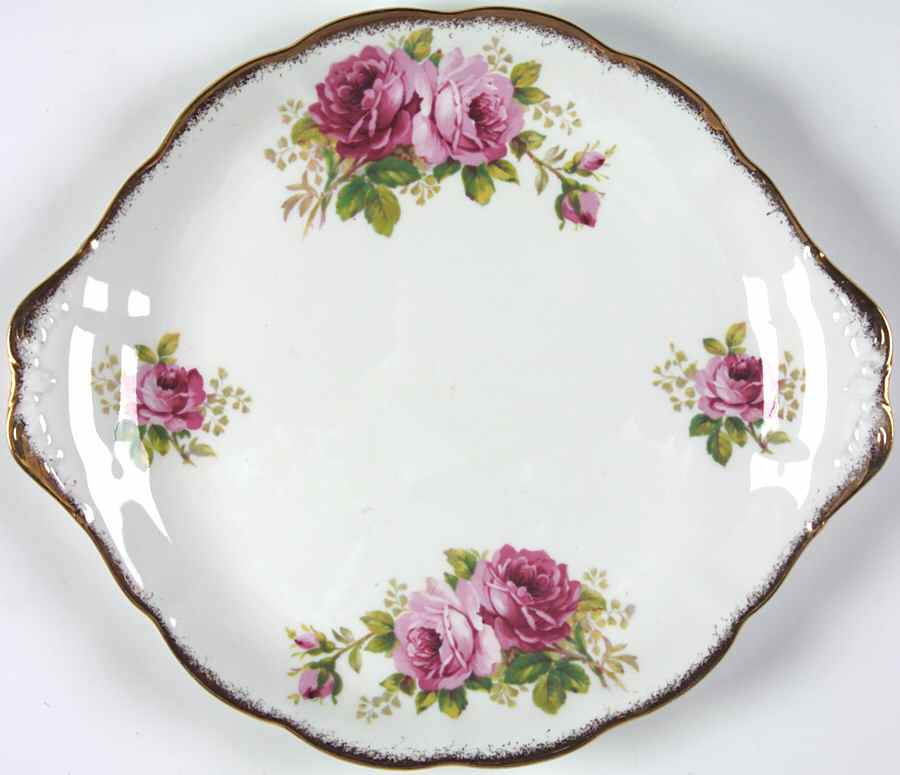 American Beauty (White Background) Handled Cake Plate by Royal Albert-1