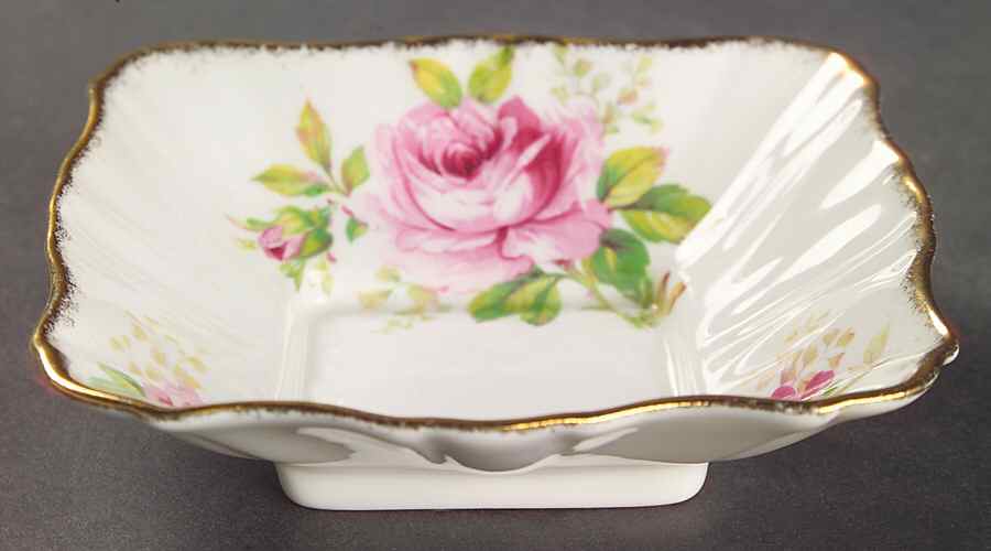 American Beauty (White Background) Small Square Sweet Meat Dish by Royal Albert-1
