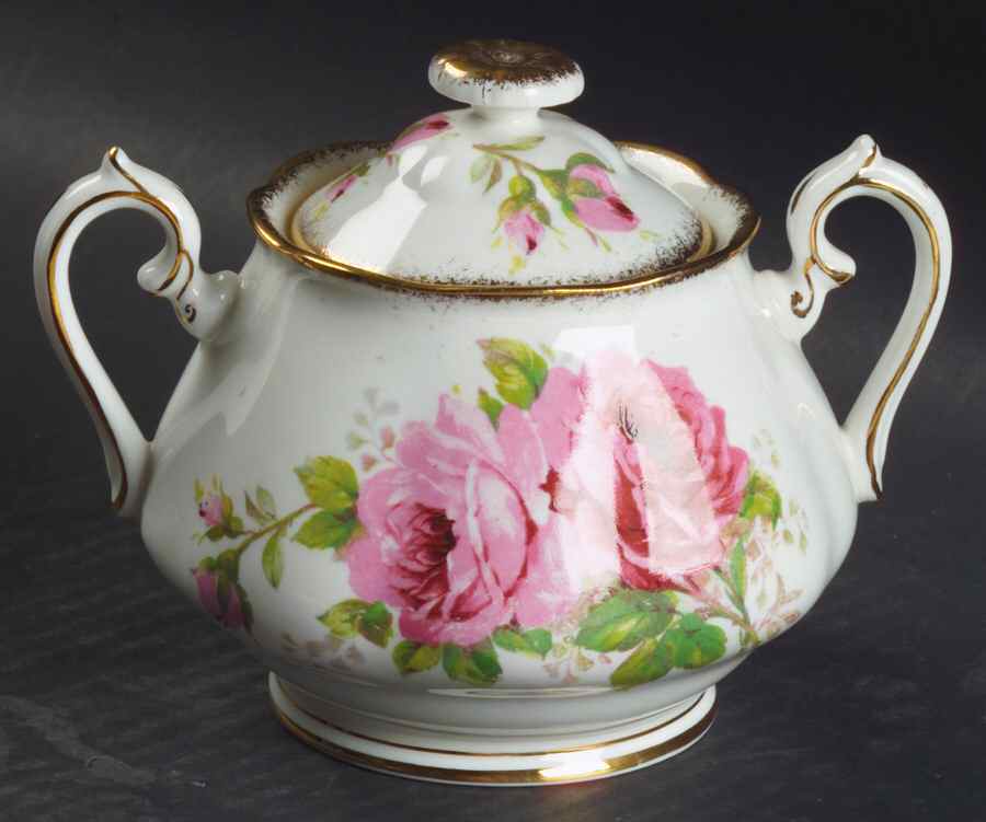 American Beauty (White Background) Sugar Bowl & Lid by Royal Albert-1