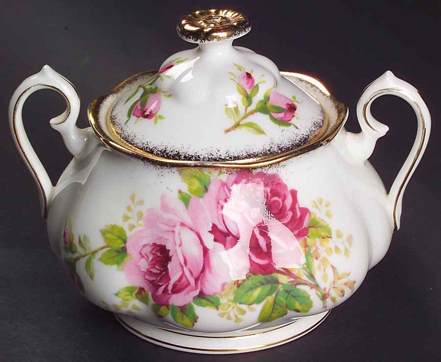American Beauty (White Background) Sugar Bowl & Lid by Royal Albert-1