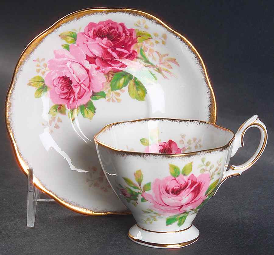 American Beauty (White Background) Footed Demitasse Cup & Saucer Set by Royal Albert-1