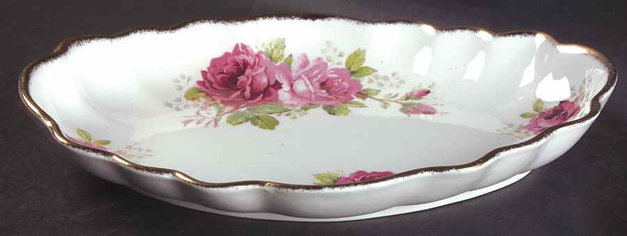 American Beauty (White Background) 10" Shallow Oval Bowl by Royal Albert-1