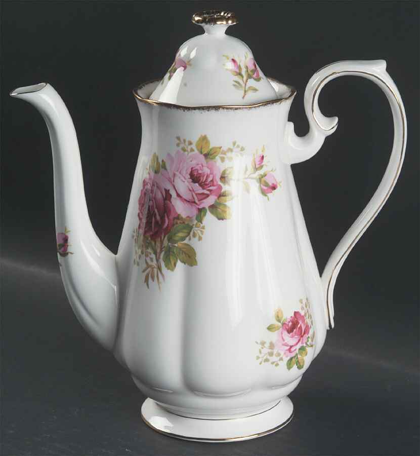 American Beauty (White Background) Coffee Pot & Lid by Royal Albert-1
