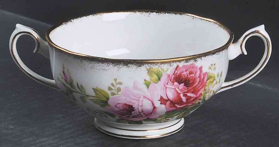 American Beauty (White Background) Footed Cream Soup Bowl by Royal Albert-1