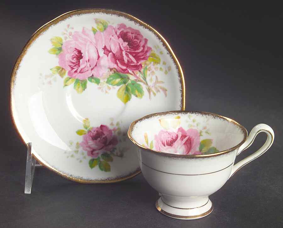 American Beauty (White Background) Footed Demitasse Cup & Saucer Set by Royal Albert-1
