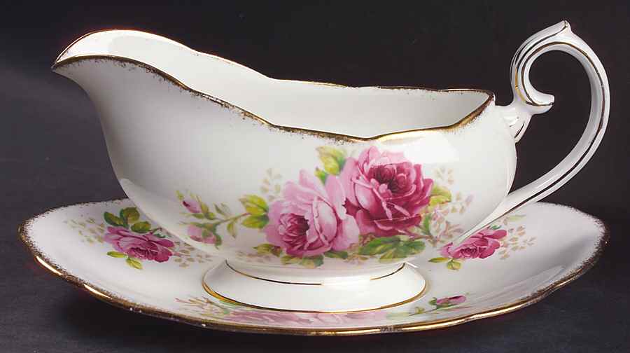 American Beauty (White Background) Gravy Boat & Underplate by Royal Albert-1