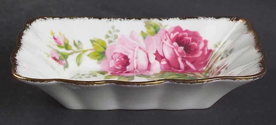 American Beauty (White Background) 5" Rectangular Sweet Meat by Royal Albert-1