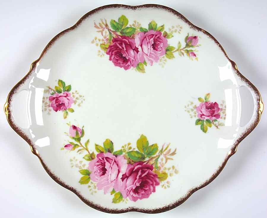American Beauty (White Background) Handled Cake Plate by Royal Albert-1