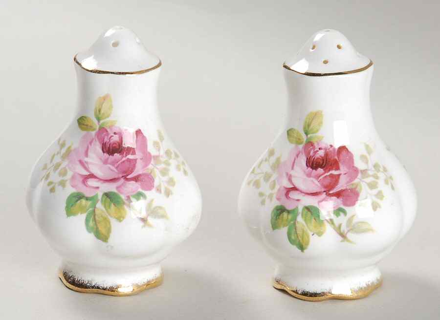 American Beauty (White Background) Salt & Pepper Set by Royal Albert-1