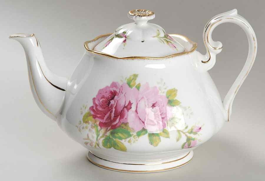 American Beauty (White Background) Teapot & Lid by Royal Albert-1