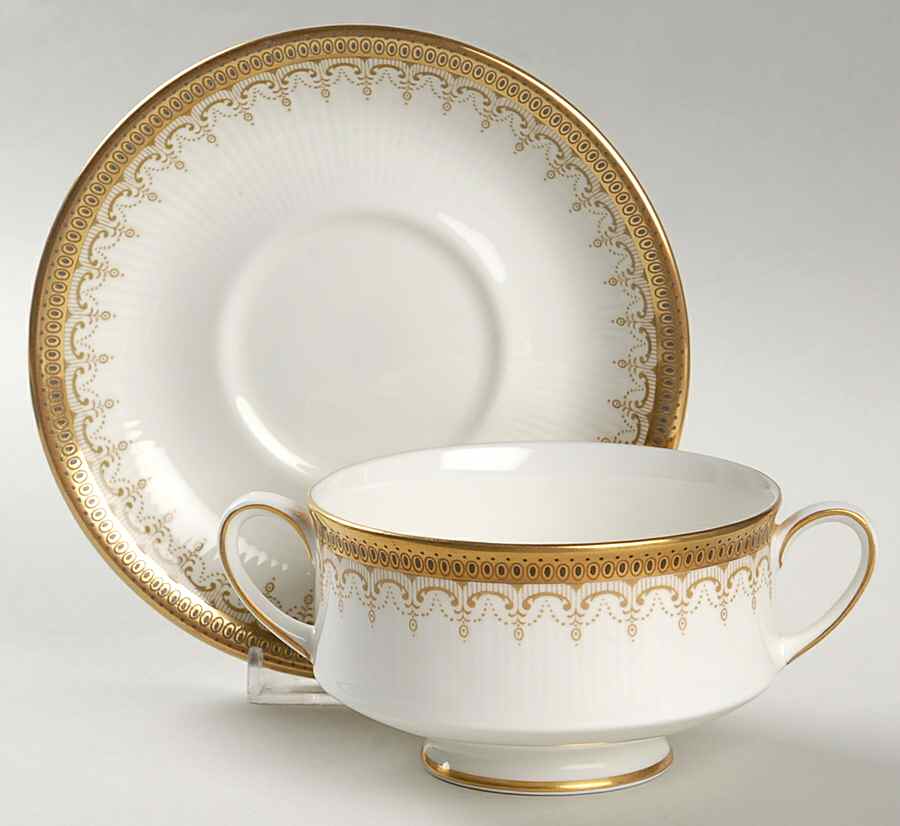 Athena Footed Cream Soup Bowl & Saucer Set by Royal Albert-1