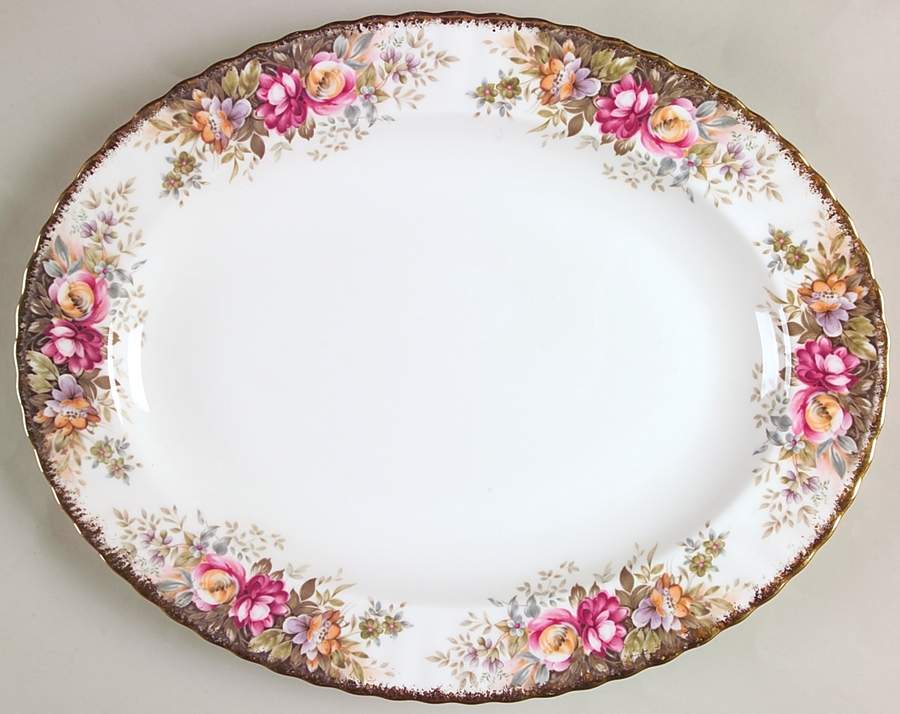 Autumn Roses 13" Oval Serving Platter by Royal Albert-1