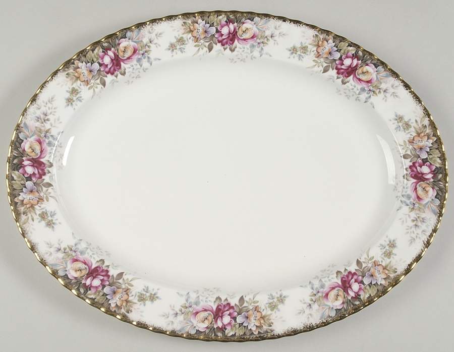 Autumn Roses 16" Oval Serving Platter by Royal Albert-1