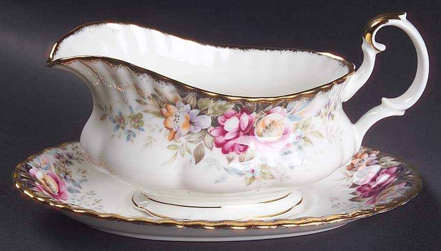 Autumn Roses Gravy Boat & Underplate by Royal Albert-1