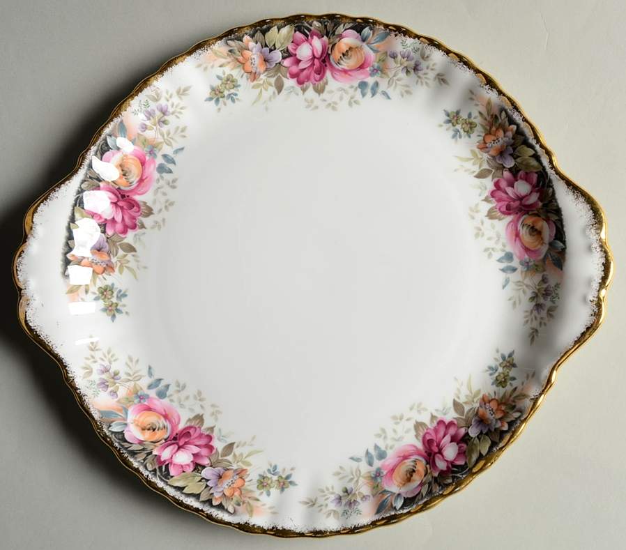 Autumn Roses Handled Cake Plate by Royal Albert-1