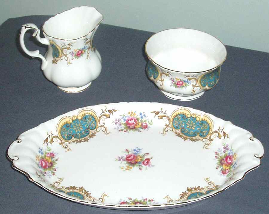 Berkeley Mini Creamer & Open Sugar with Tray by Royal Albert-1