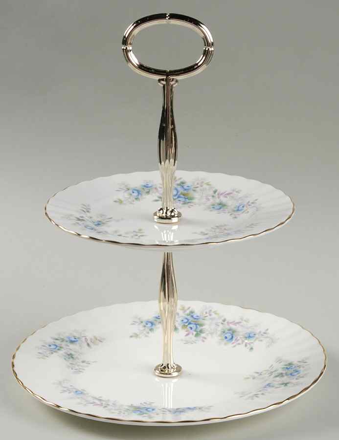 Blue Blossom 2-Tiered Serving Tray (Salad & Bread/Butter Plate) by Royal Albert-1