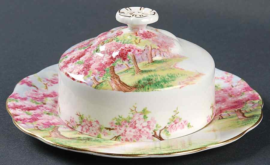 Blossom Time Round Covered Butter (Uses Bread & Butter Plate) by Royal Albert-1
