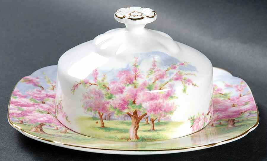 Blossom Time Round Covered Butter (Uses Square Bread & Butter Plate) by Royal Albert-1