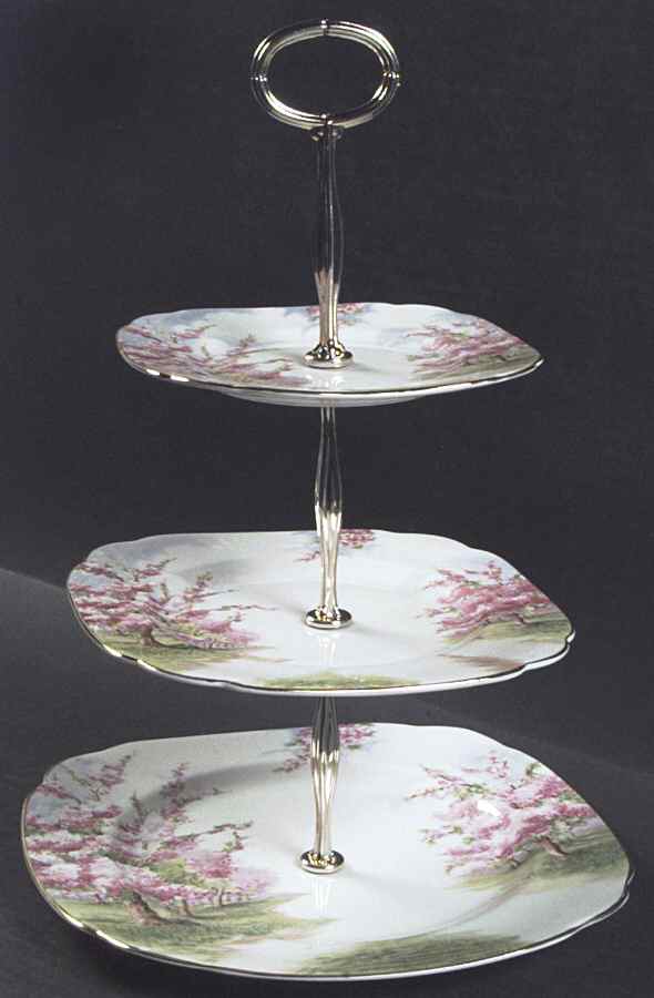 Blossom Time 13 7/8"-14 1/4" 3-Tiered Serving Tray(DP,SP,BB) HC by Royal Albert-1