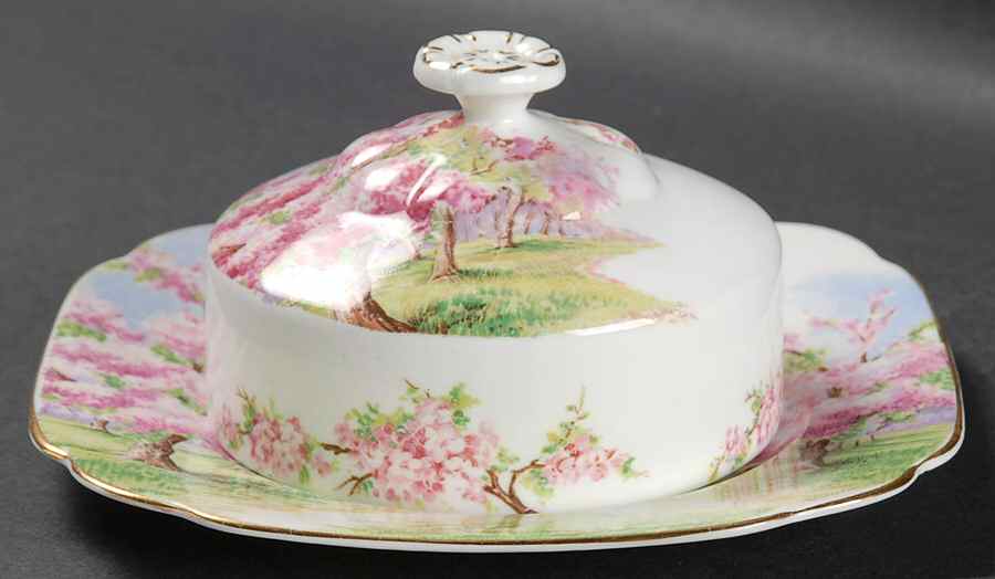 Blossom Time Round Covered Butter (Uses Square Bread & Butter Plate) by Royal Albert-1