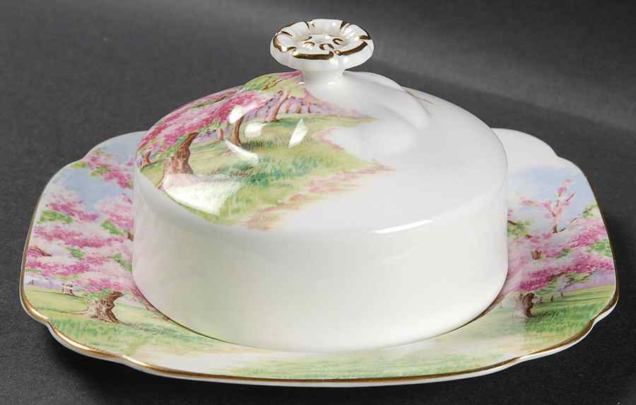 Blossom Time Round Covered Butter (Uses Square Bread & Butter Plate) by Royal Albert-1