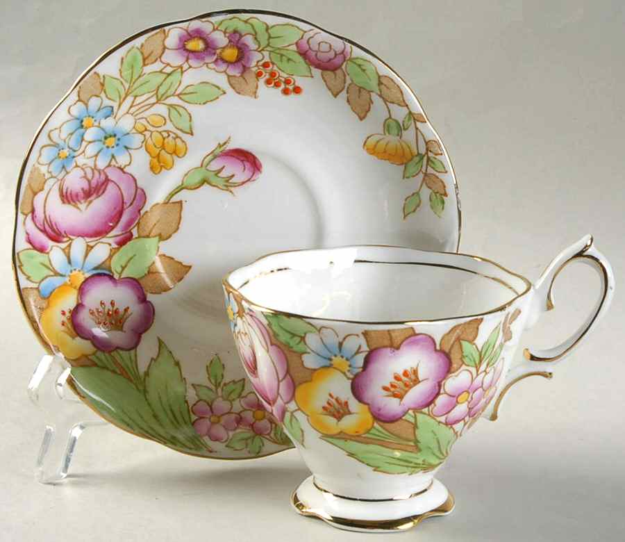 Bouquet Footed Cup & Saucer Set by Royal Albert-1