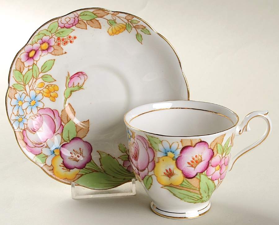 Bouquet Footed Cup & Saucer Set by Royal Albert-1