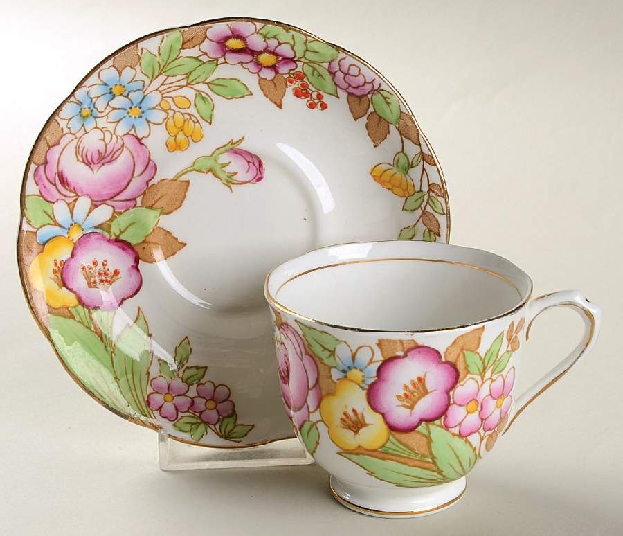 Bouquet Footed Cup & Saucer Set by Royal Albert-1