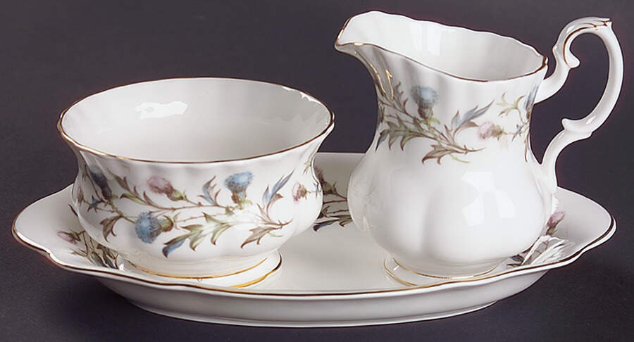 Brigadoon Mini Creamer & Open Sugar with Tray by Royal Albert-1