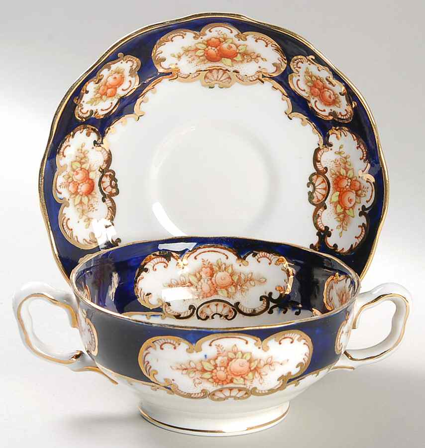 Bristol Footed Cream Soup Bowl & Saucer Set by Royal Albert-1