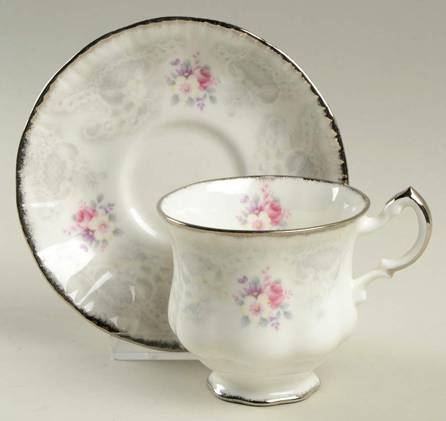Bridal Lace Footed Cup & Saucer Set by Royal Albert-1