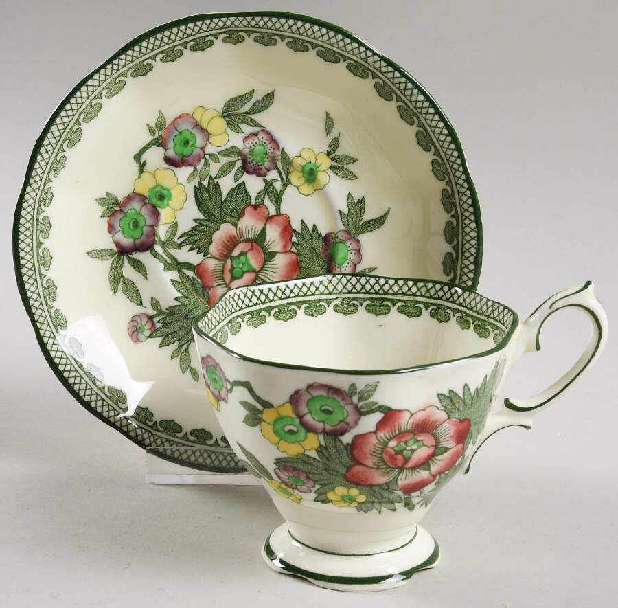 Canton Footed Cup & Saucer Set by Royal Albert-1