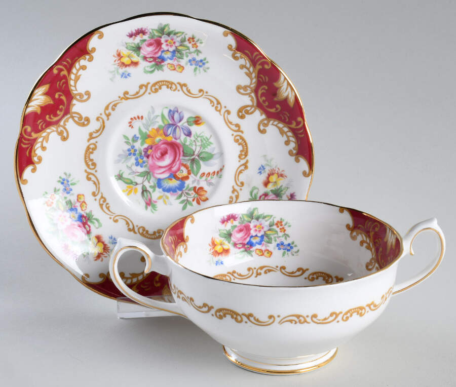 Canterbury Footed Cream Soup Bowl & Saucer Set by Royal Albert-1