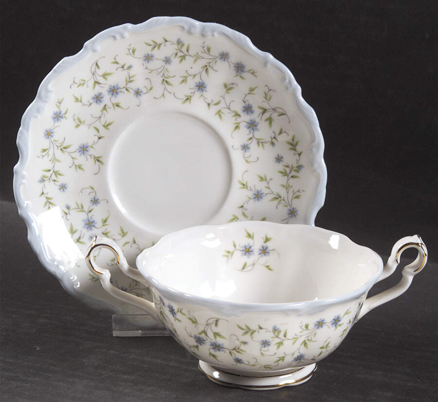 Caroline Footed Cream Soup Bowl & Saucer Set by Royal Albert-1